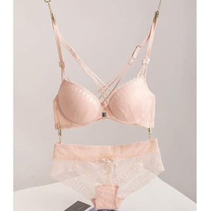 Ensemble push up fermeture en avant saumon