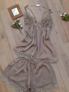 Chemise de nuit avec short satin de soie 0022