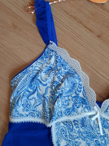 Nuisette en tulle et polyamide couleur bleu