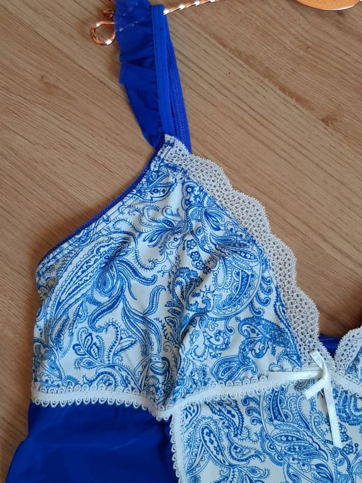 Nuisette en tulle et polyamide couleur bleu