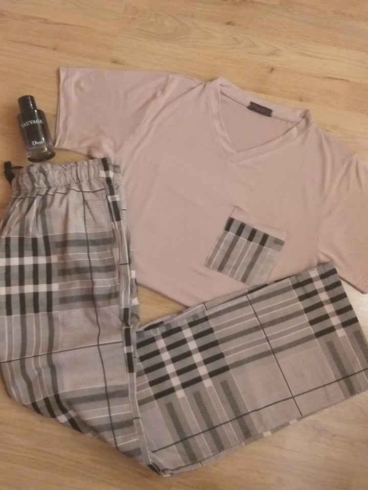 Pyjamas hommes demi manches bleu flamant