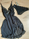 Nuisette en mousseline et dentelle