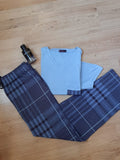 Pyjamas Hommes demi manches bleu flamant Coton