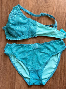 Ensemble dentelle non rembourré avec armature couleur turquoise