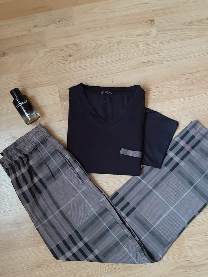 Pyjamas hommes demi manches bleu flamant