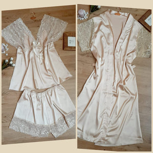 Chemise de nuit satin de soie 3 pièces 008