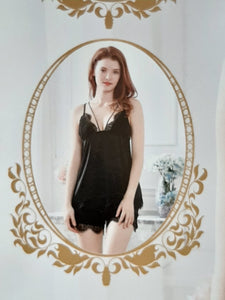Chemise de nuit avec short satin de soie 0022