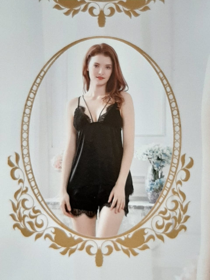 Chemise de nuit avec short satin de soie 0022