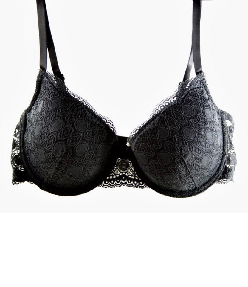 Soutien gorge rembourré dentelle noir 0012