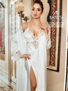 Chemise de nuit satin de soie et dentelle 6 pièces 001