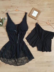 Nuisette short tulle et dentelle
