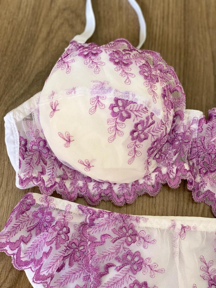 Ensemble dentelle non rembourré avec armature couleur MAUVE