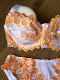 Ensemble dentelle non rembourré avec armature couleur orange
