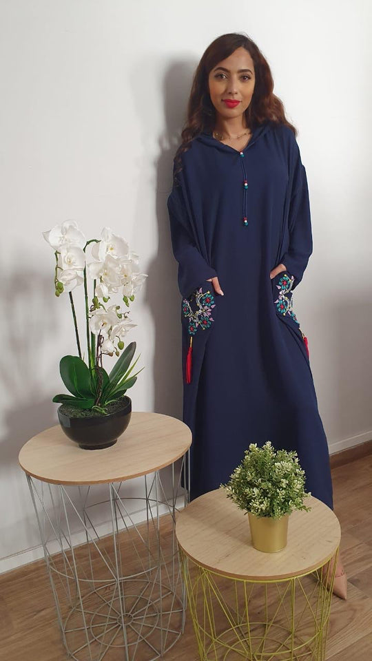Djellaba Marocaine crêpe broderie 001