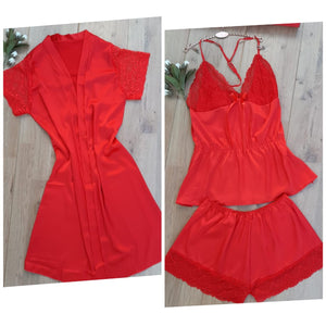 Chemise de nuit satin de soie 3 pièces 222