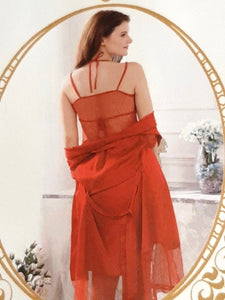 Chemise de nuit satin de soie et dentelle 3 pièces 0031