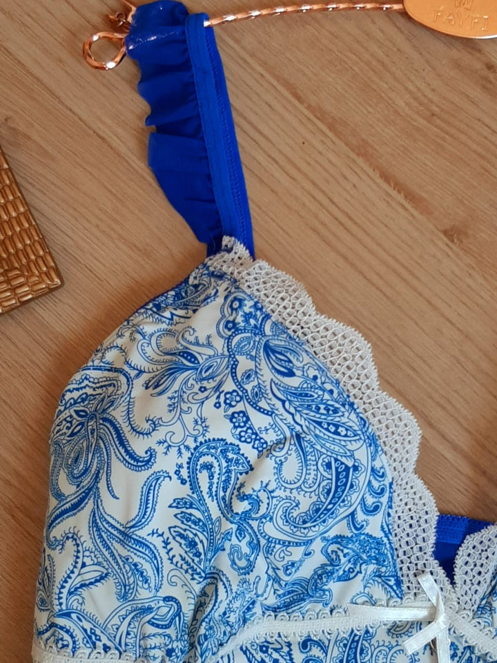 Nuisette en tulle et polyamide couleur bleu