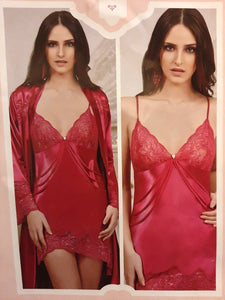 Chemise de nuit satin de soie 2 pièces 111