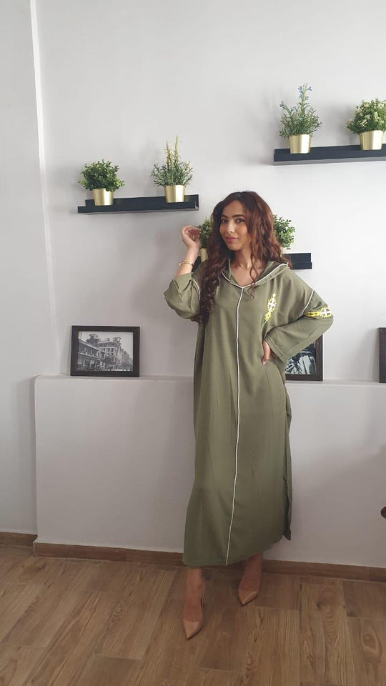 Djellaba Marocaine crêpe broderie