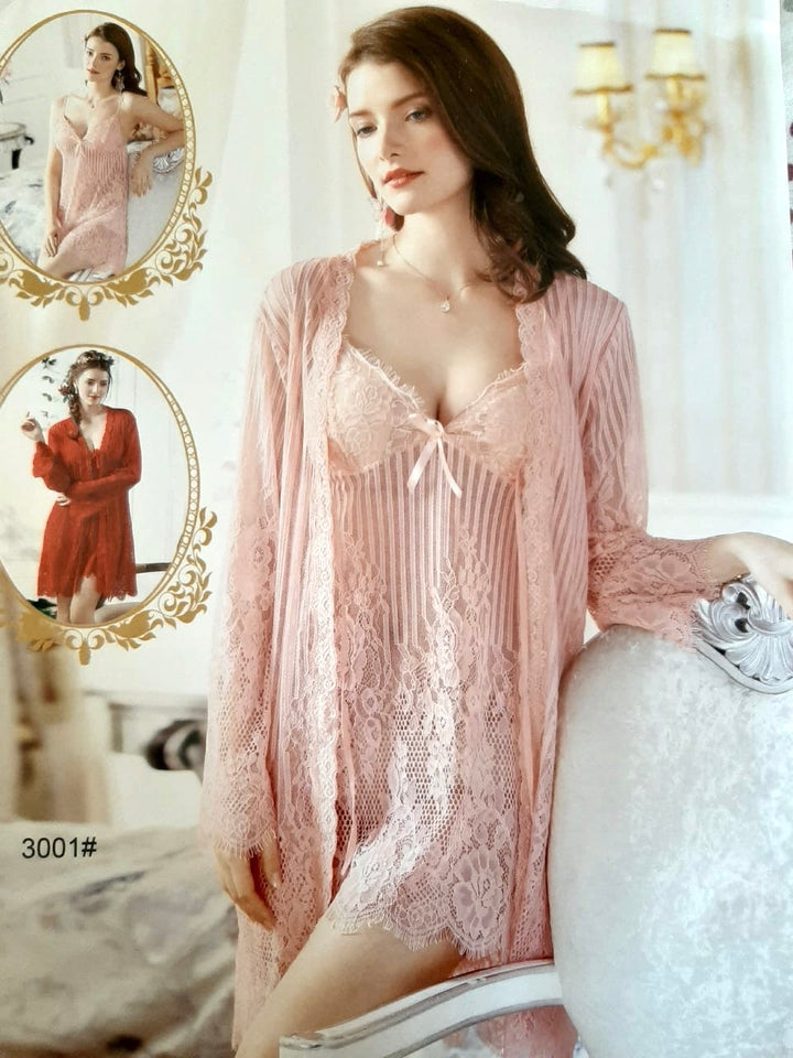 Chemise de nuit dentelle 3 pièces 016