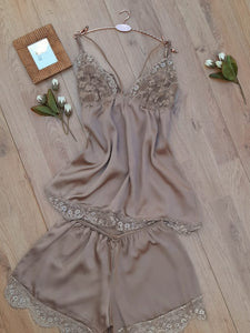 Chemise de nuit avec short satin de soie 0022