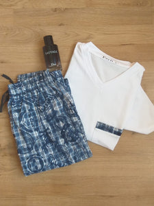 Pyjamas Hommes demi manches bleu flamant Coton