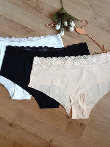 Lot de 3 culottes invisible Noir blanc et chair