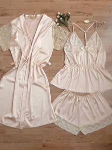 Chemise de nuit satin de soie 3 pièces 222