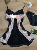 Nuisette polyamide et dentelle le dos en tull