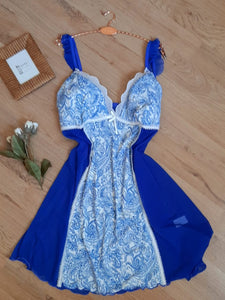 Nuisette en tulle et polyamide couleur bleu