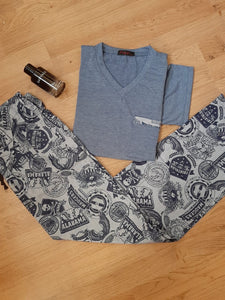 Pyjamas hommes demi manches bleu flamant