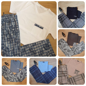 Pyjamas hommes demi manches bleu flamant