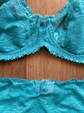 Ensemble dentelle non rembourré avec armature couleur turquoise