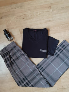 Pyjamas Hommes demi manches bleu flamant Coton